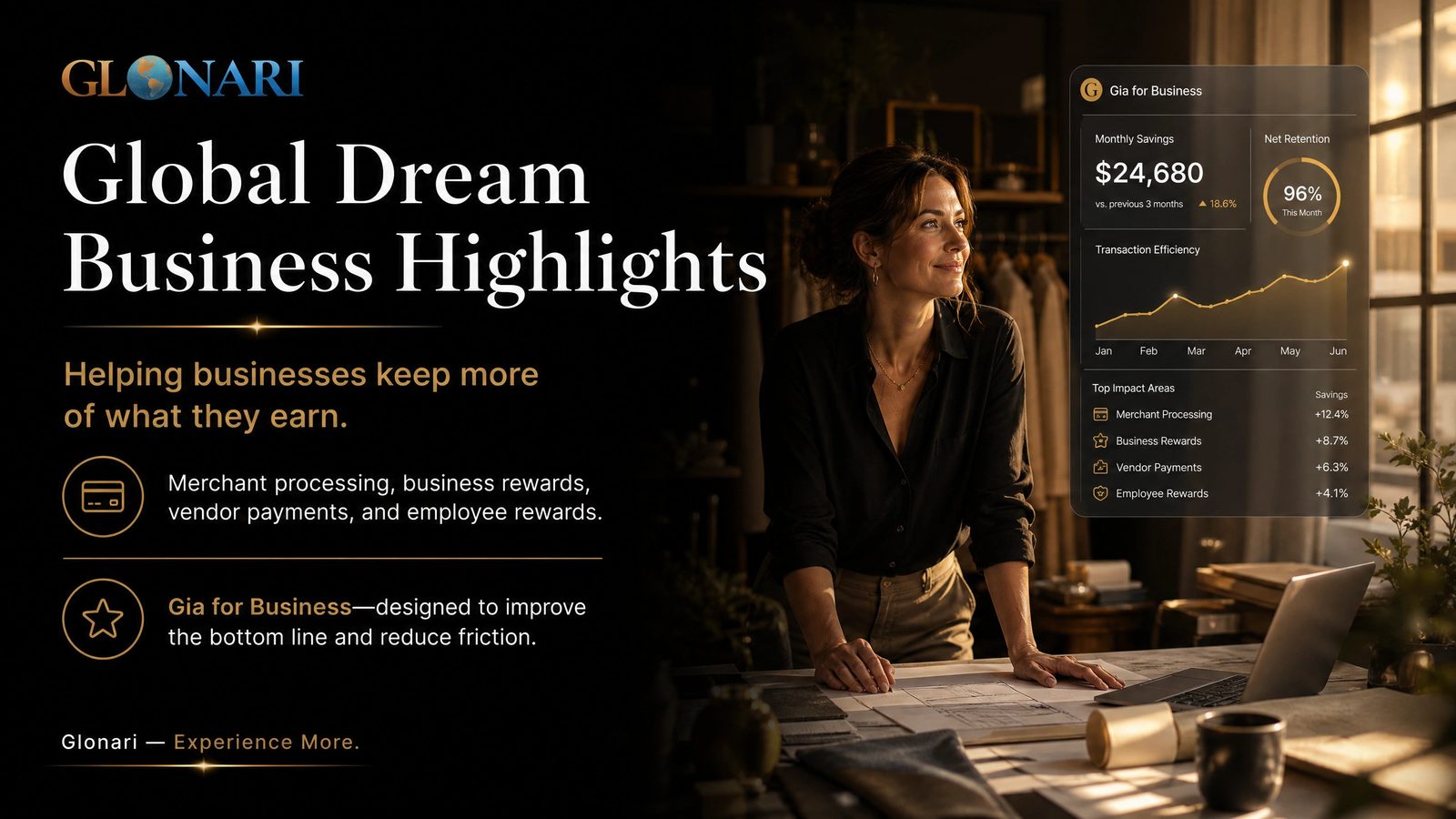 A small-business owner standing at her worktable in golden window light